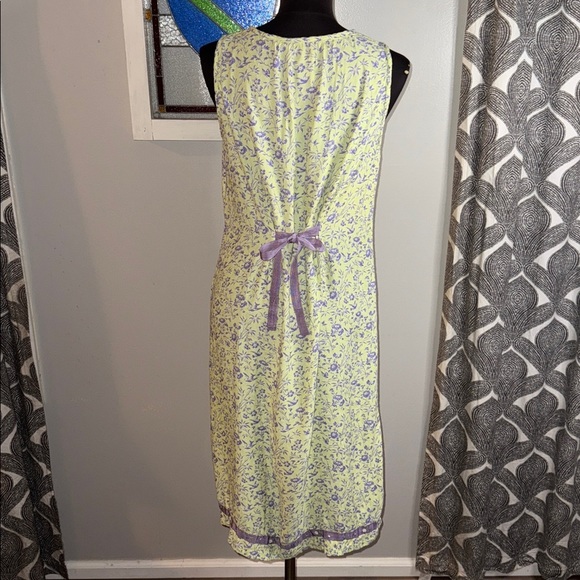 April Cornell Vintage Pale Green & Lavender Floral Print Sleeveless Dress SZ M - Picture 5 of 9